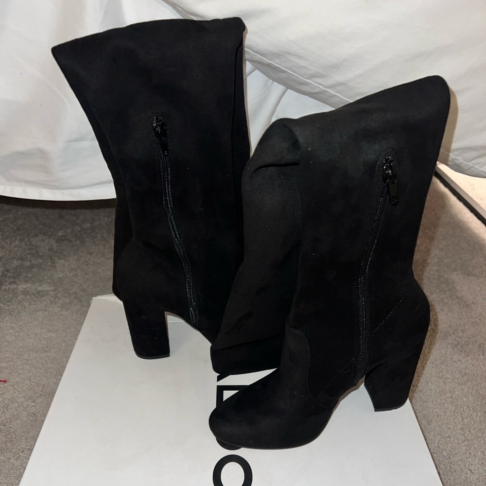 Suede over knee black boots